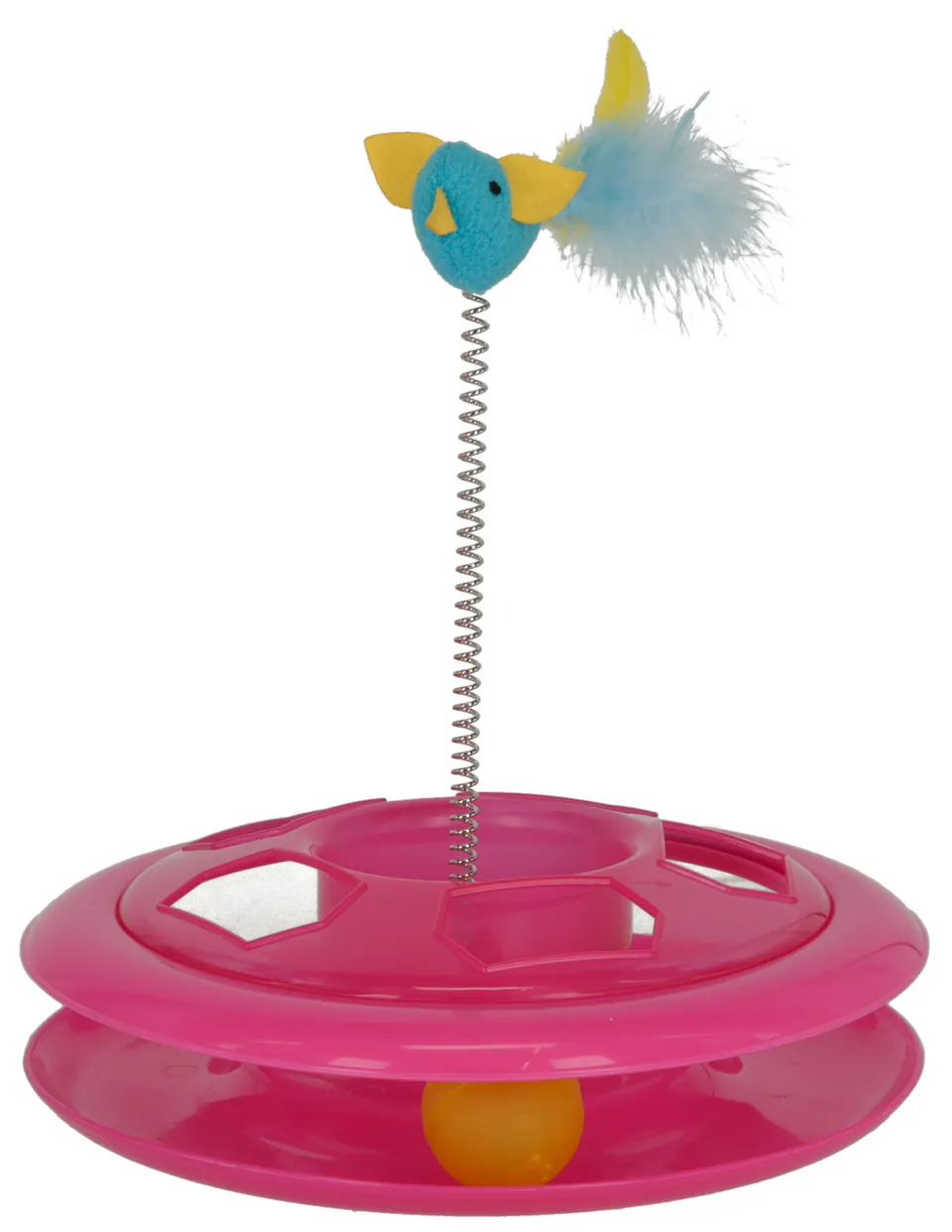 Kerbl Pet Speedy Wheel giocattolo gatto con palla e piume