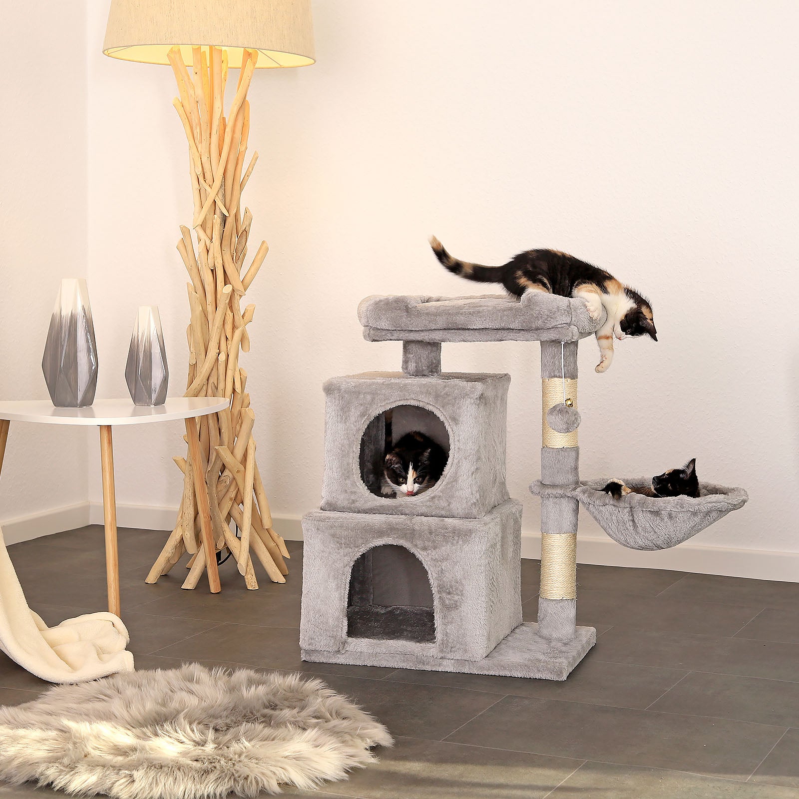 Lionto Kratzbaum tiragraffi gatti 70 cm grigio chiaro sisal