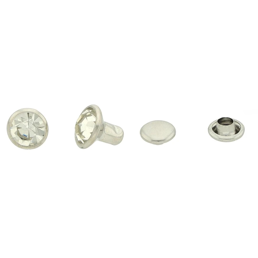 Toscani Rivetti e borchie Rivetti strass trasparente argento 7mm
