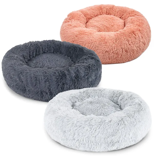 Lionto Katzenbettchen cuccia gatto donut peluche grigio scuro 60 cm