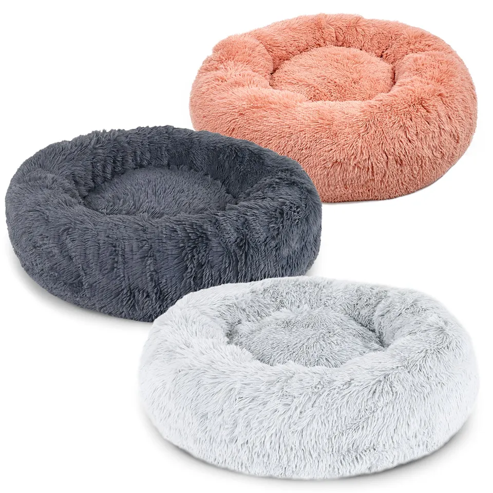 Lionto Katzenbettchen cuccia gatto donut peluche grigio scuro 60 cm