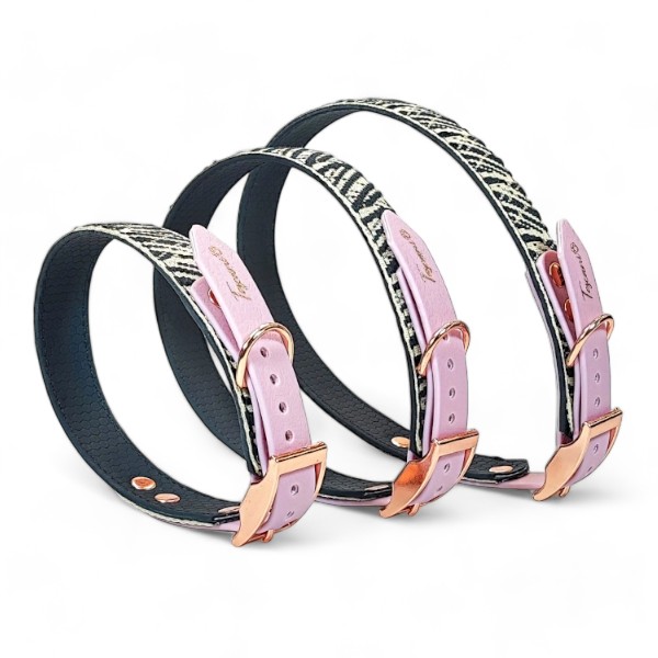 Toscani Vasari Collare per Cani Nero Lurex Oro Rosa