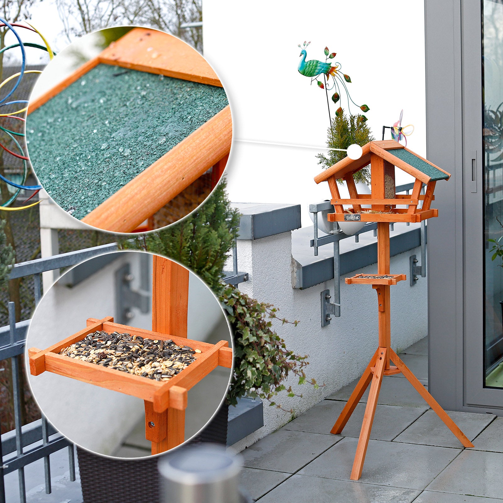Lionto Vögel Vogelhaus Mangiatoia Uccelli Legno 120 cm