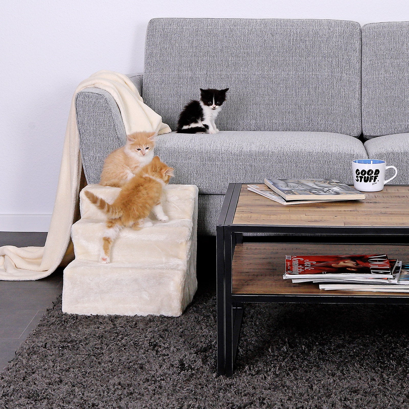Lionto Hundetreppe scala beige 36x46x34 cm peluche
