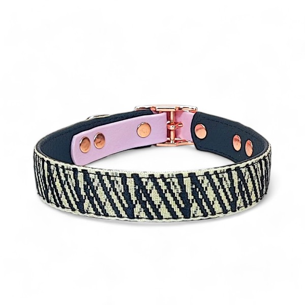 Toscani Vasari Collare per Cani Nero Lurex Oro Rosa