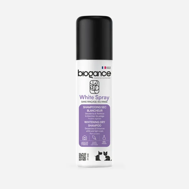 Biogance White Spray Shampoo Secco Cane Gatto Manto Bianco