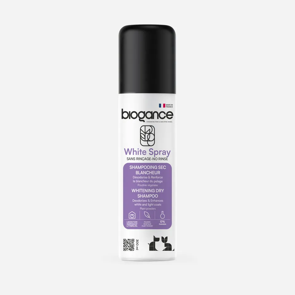 Biogance White Spray Shampoo Secco Cane Gatto Manto Bianco