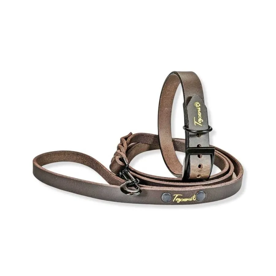 Toscani Cuoio completo collare guinzaglio 20mm
