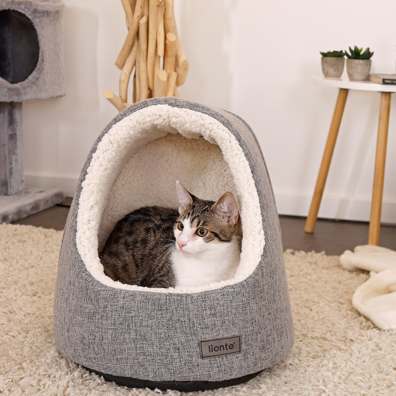 Lionto Katzenbettchen grotta gatto 40x35x38 cm grigio scuro