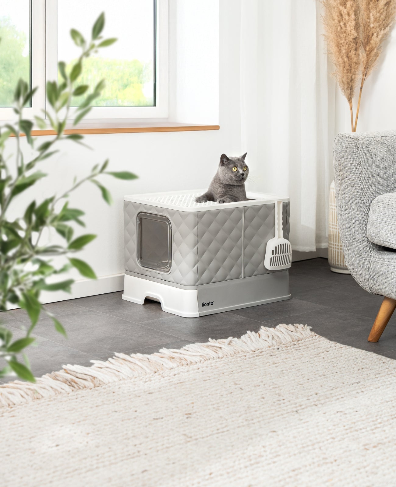 Lionto Katzenpflege lettiera gatto cassetto paletta 50x40,8x37 cm
