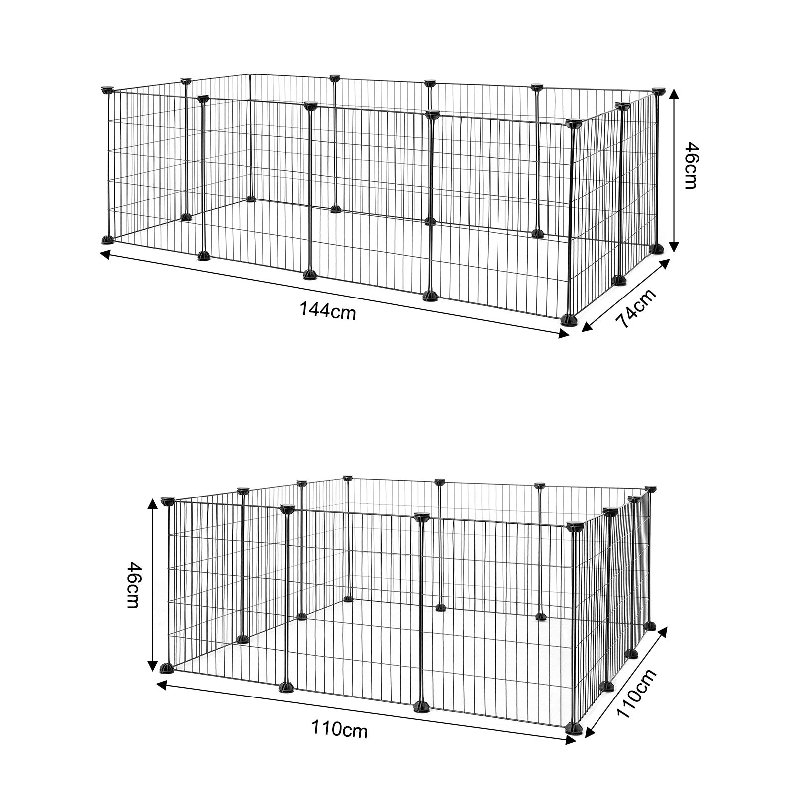 Lionto Kleintiergehege recinto metallo 144x74x46 cm componibile