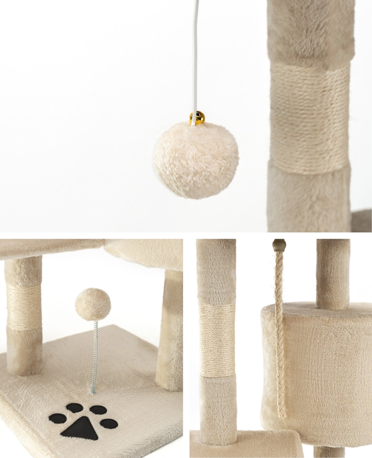 Lionto Tiragraffi per Gatti 112 cm Beige Sisal con Cuccia