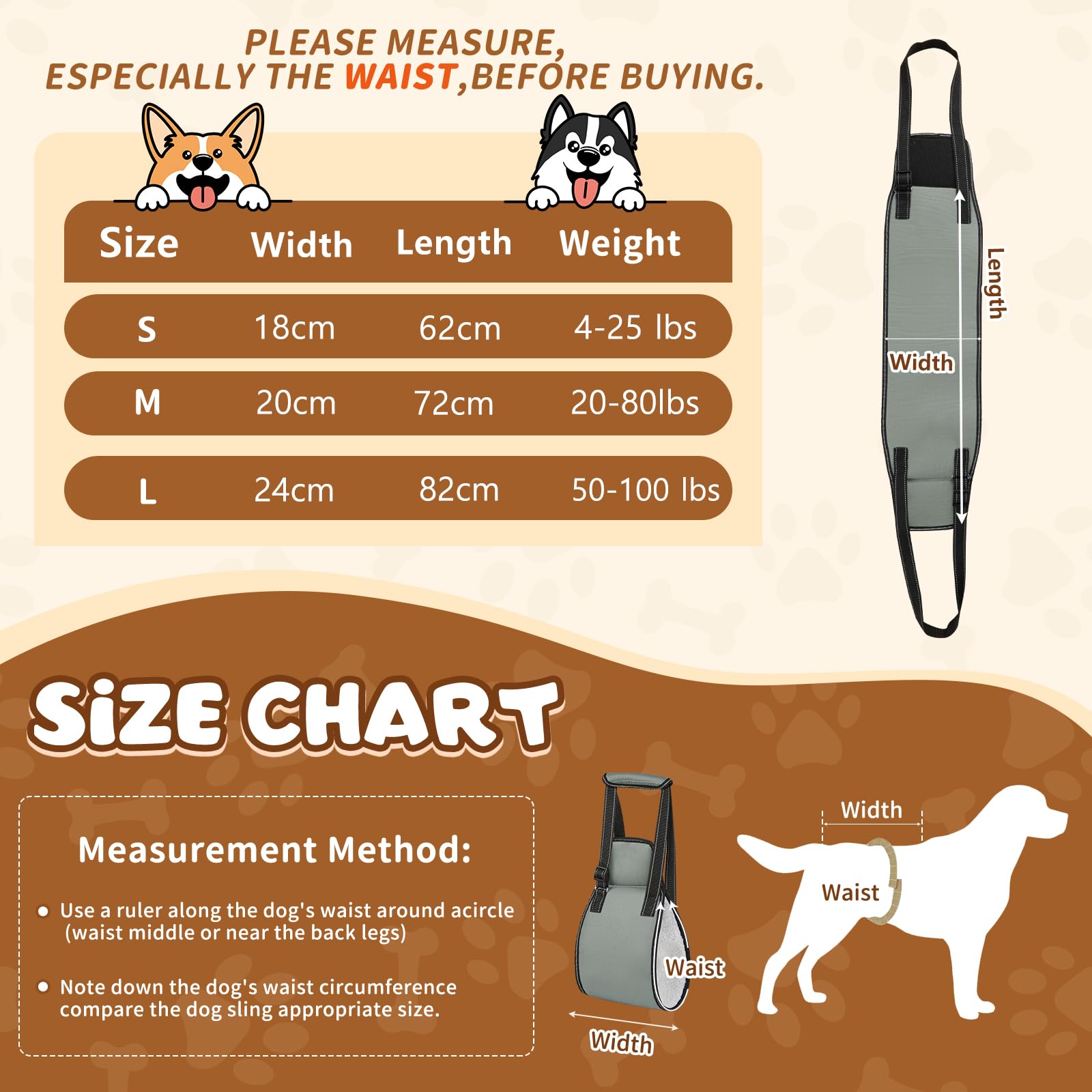 OHCOZZY Pettorine pettorina supporto posteriore cane S grigio