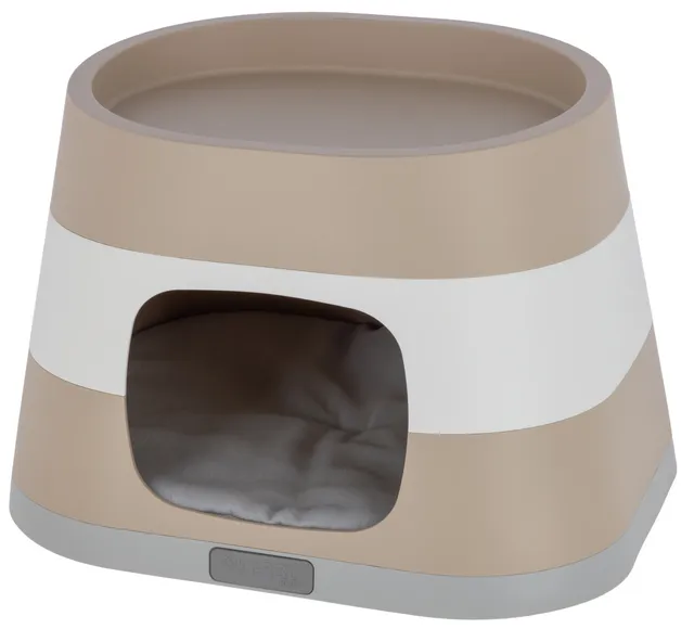 Kerbl Pet Cat Cave Bianca Cuccia Chiusa Plastica con Cuscino