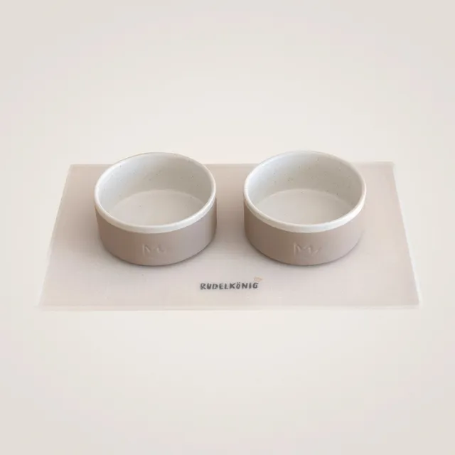 Rudelkönig set pappa cane ceramica grigio 2 ciotole+tappetino