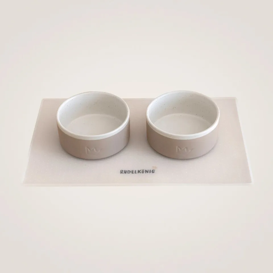 Rudelkönig set pappa cane ceramica grigio 2 ciotole+tappetino
