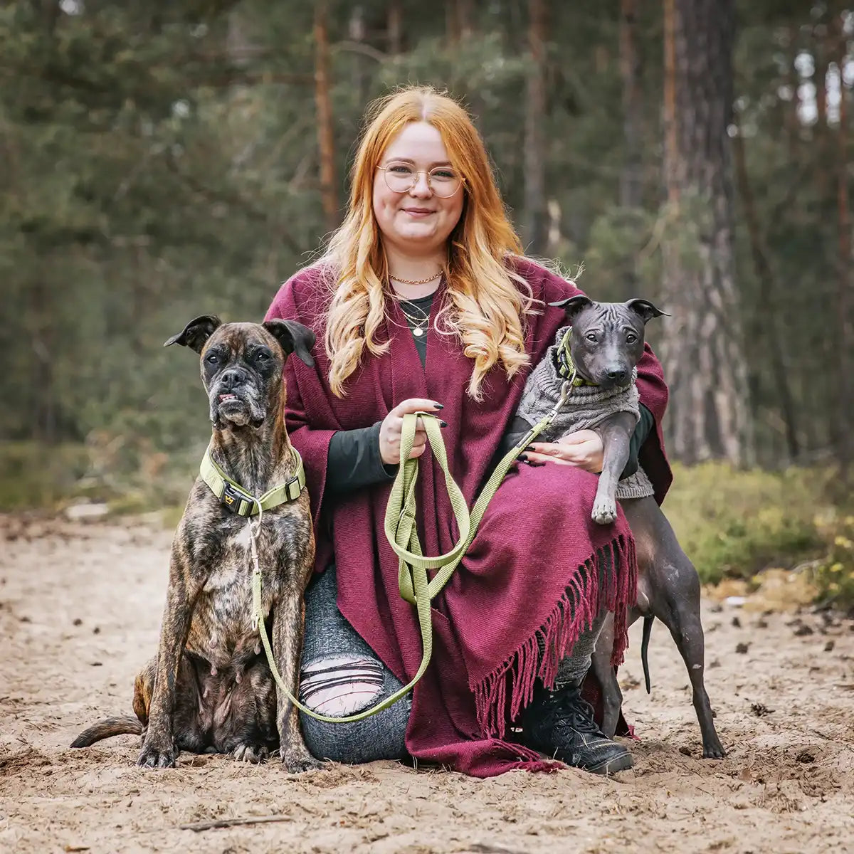 Rudelkönig Frida Guinzaglio Cane Khaki Regolabile 360°