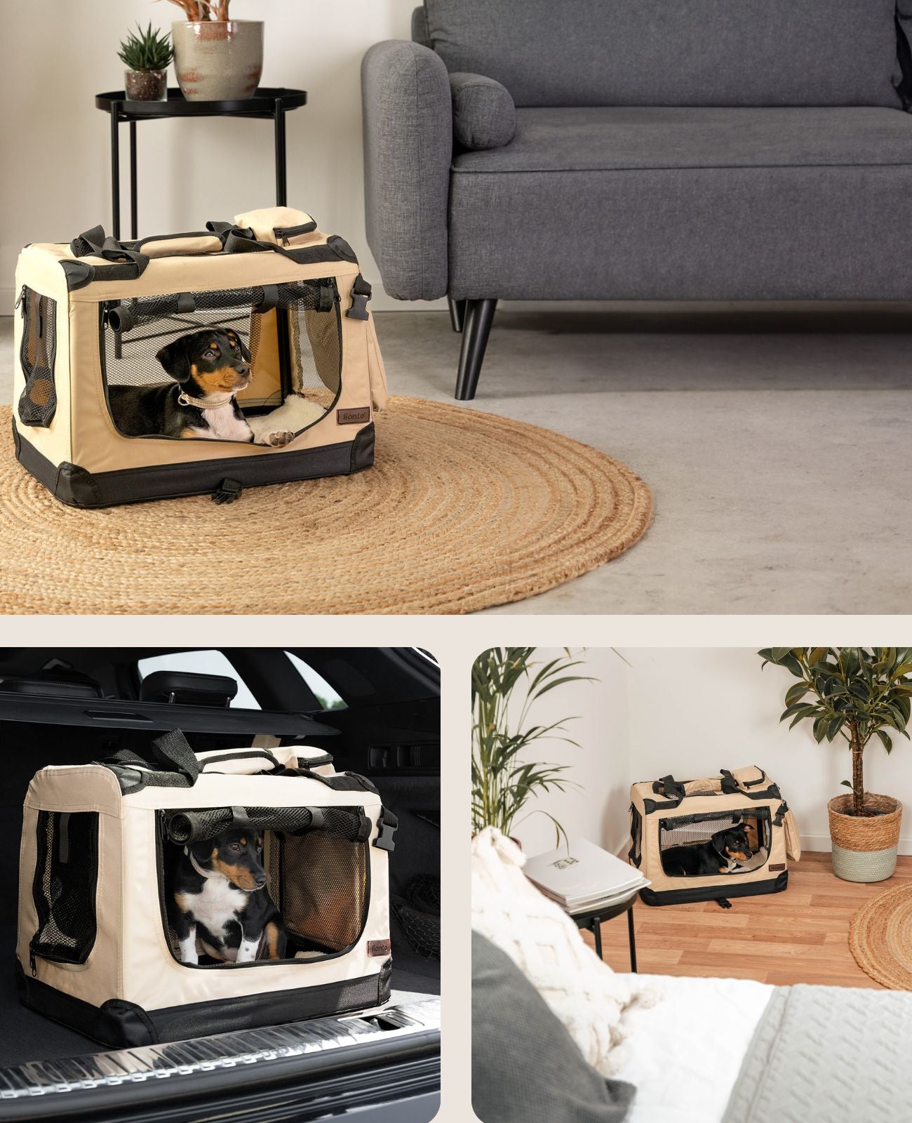 Lionto Hundetransportboxen Trasportino Pieghevole M Nero 60x42x44