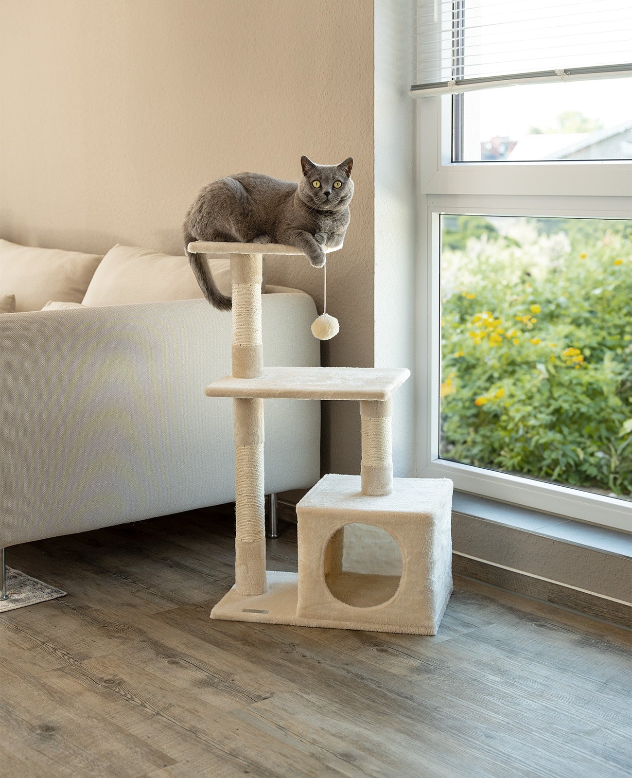 Lionto Katzenkratzbaum 85 cm tiragraffi gatti grigio scuro sisal