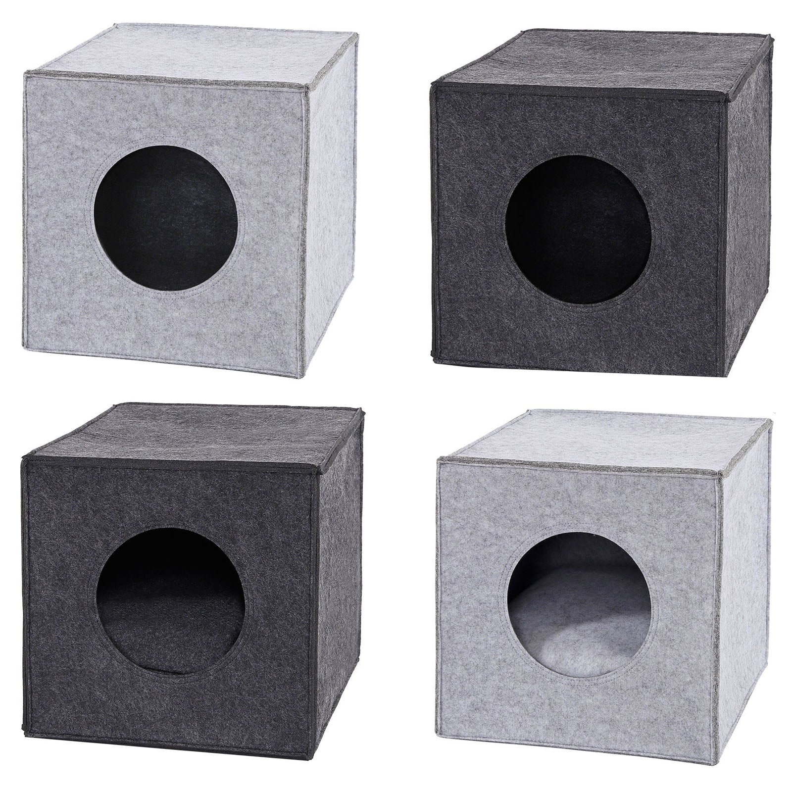 Lionto Katzenbettchen grotta feltro grigio scuro con cuscino