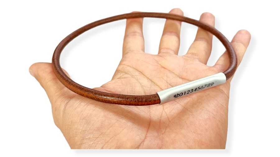 Toscani Cuoio Collare Caccia Riconoscimento Cuoio 6 mm