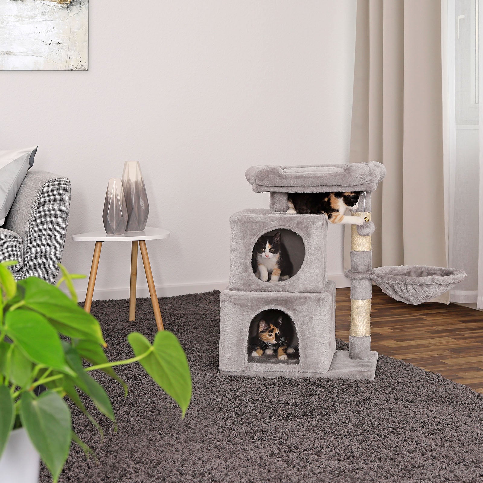 Lionto Kratzbaum tiragraffi gatti 70 cm grigio chiaro sisal