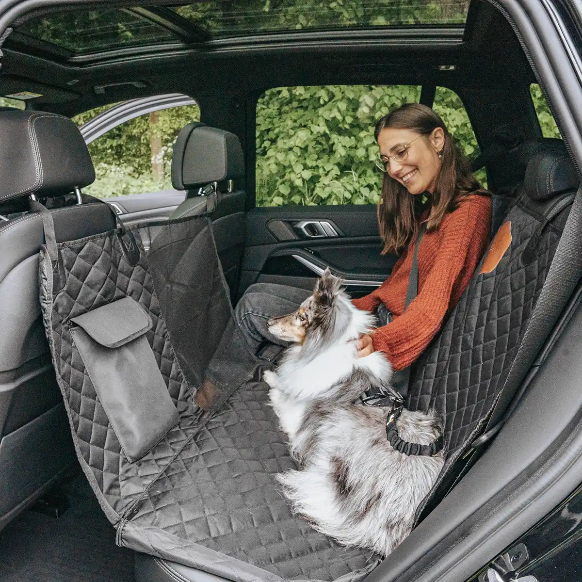 Rudelkönig Reisen mit Hund Rücksitzschutz coprisedile auto nero