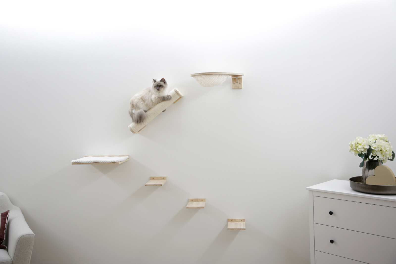 Kerbl Pet Rocky parete arrampicata gatto legno 6 pezzi sisal
