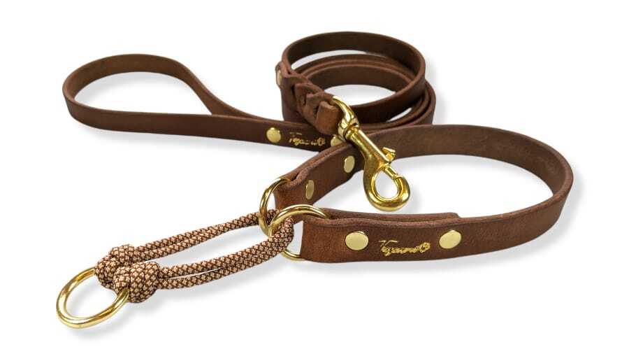 Toscani Cuoio completo collare guinzaglio 20mm