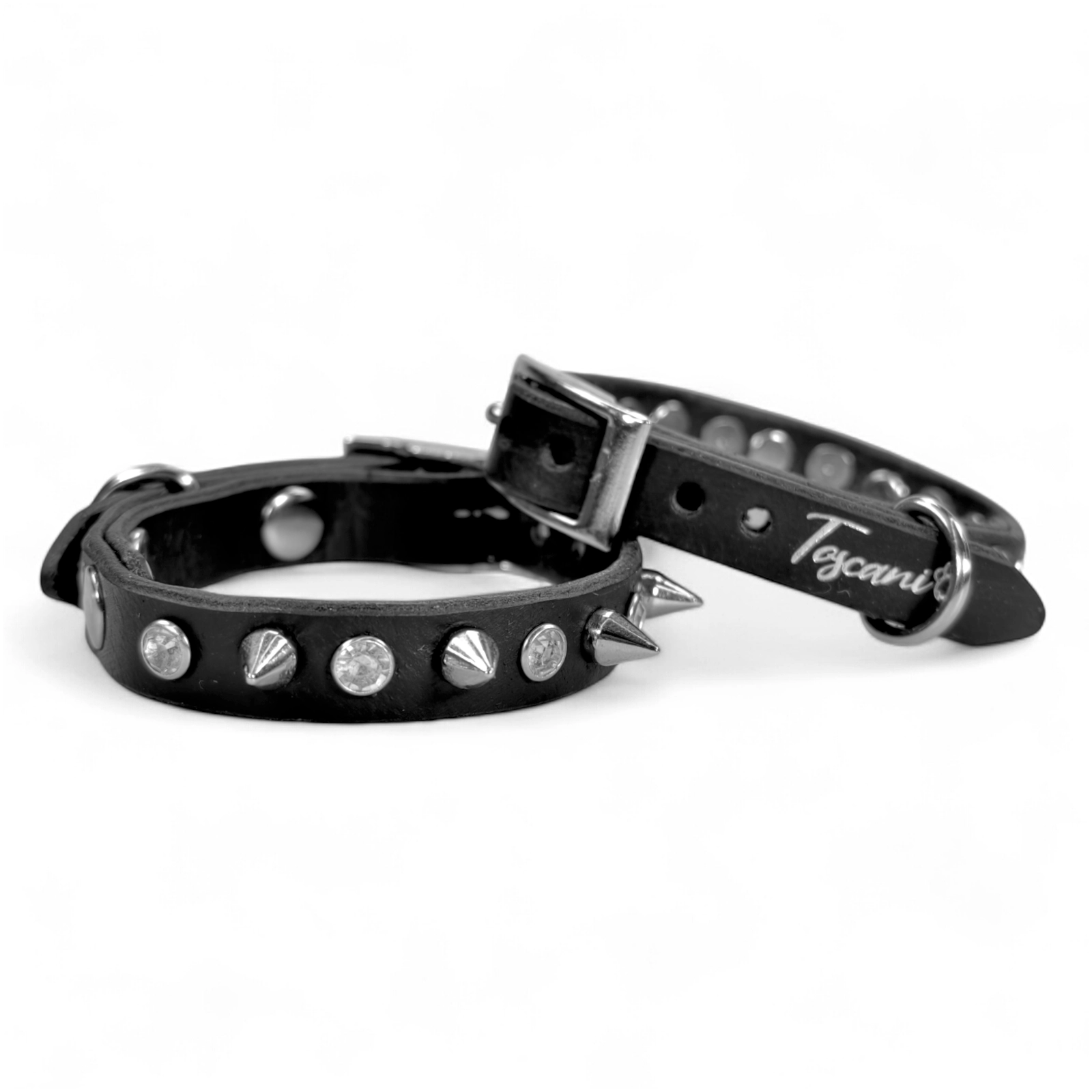 Toscani Cuoio Glamour Rock Collare Pelle Nera Piccola Taglia