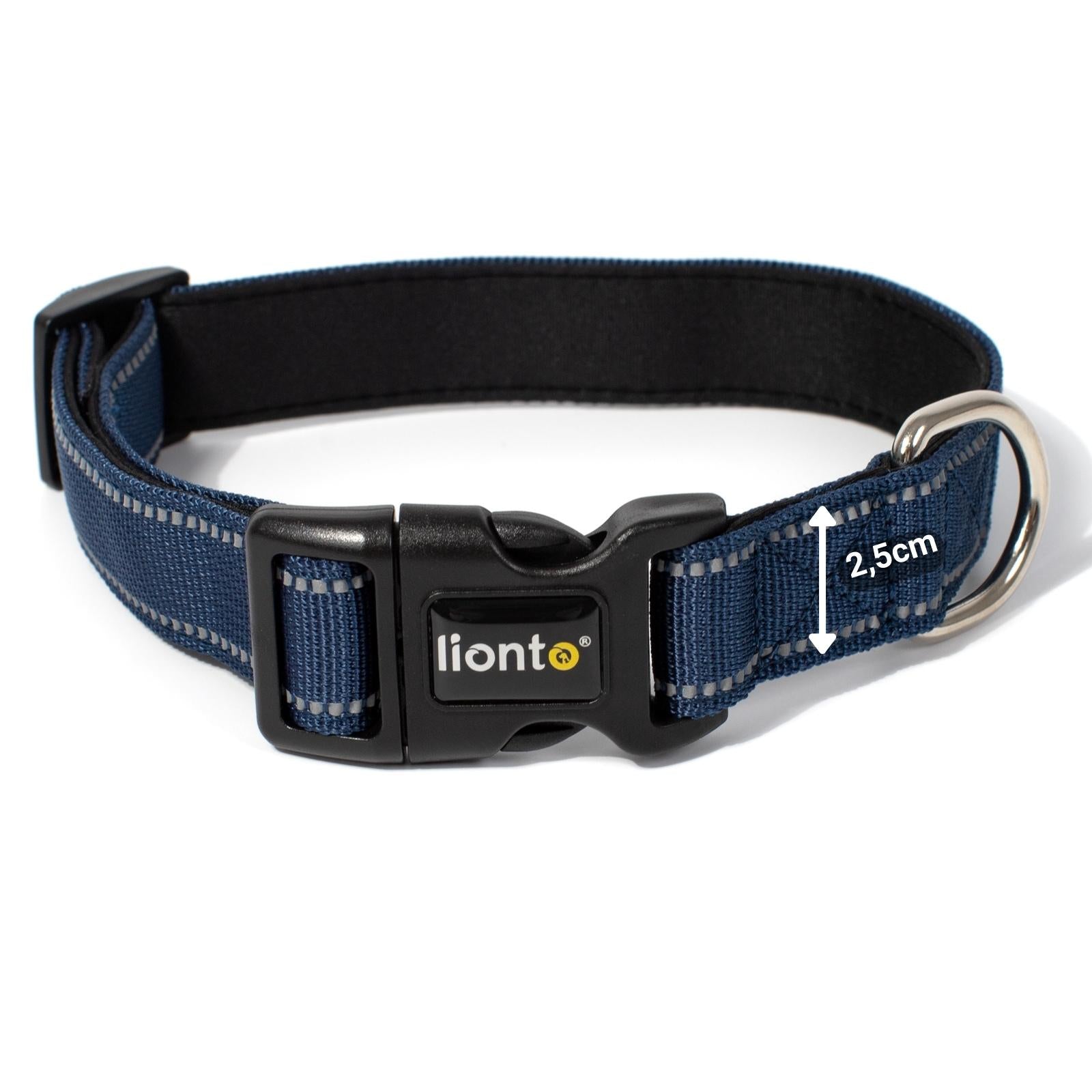 Lionto Collare Cane M 35-50 cm Imbottito Nero Riflettente