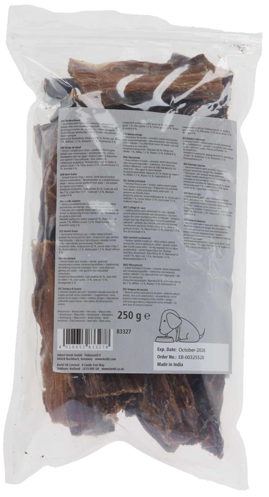 Kerbl Pet Beef Gullet snack cane gola di manzo