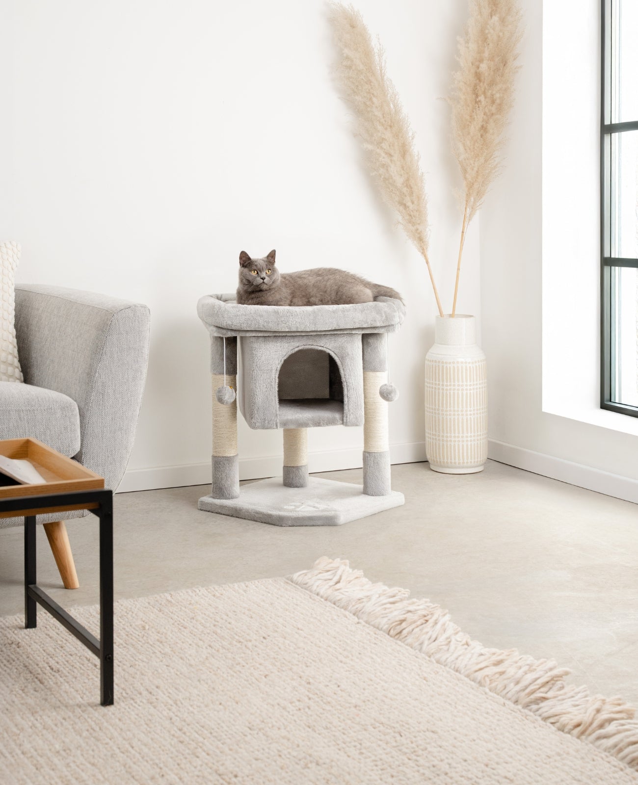 Lionto Katzenkratzbäume tiragraffi 60 cm grigio chiaro
