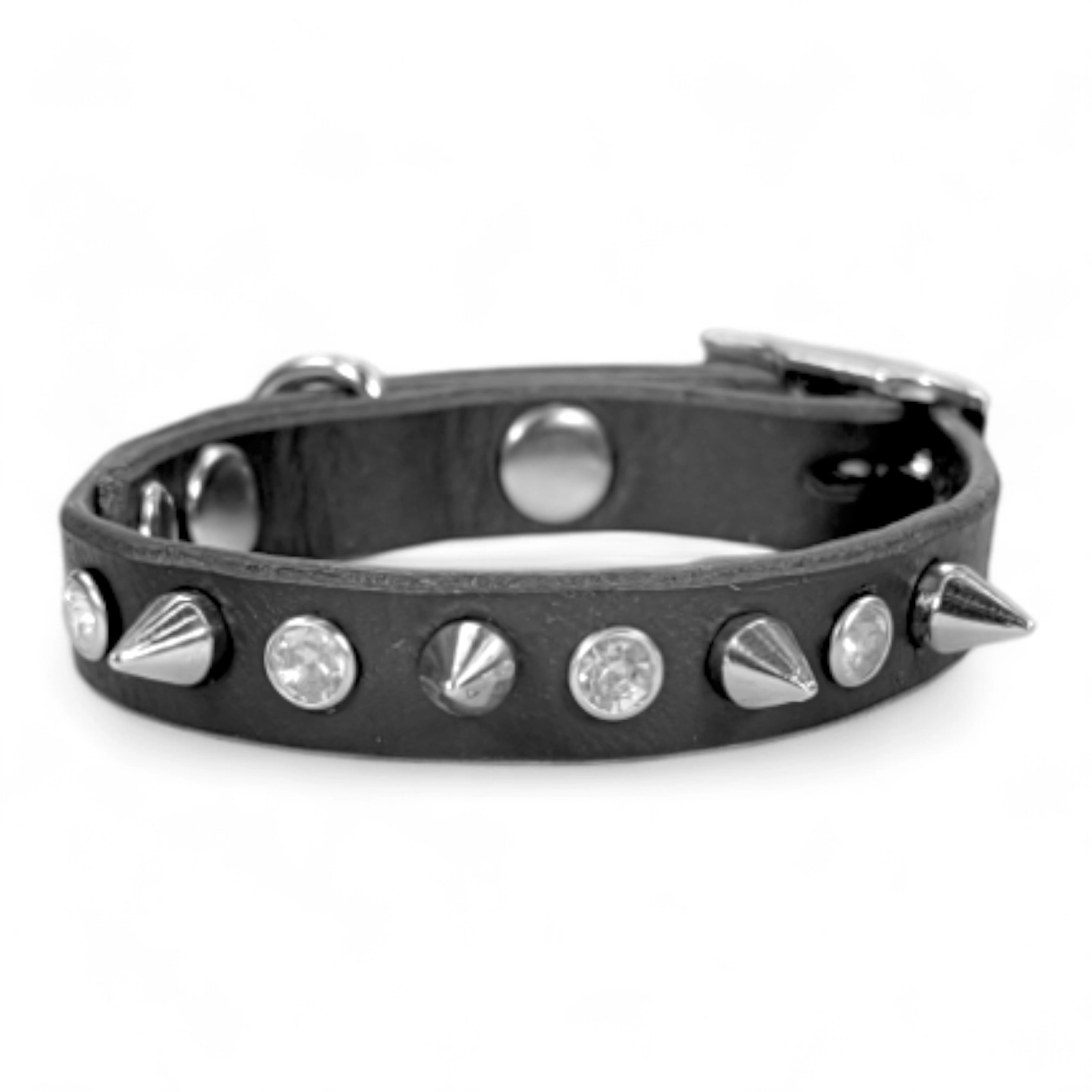 Toscani Cuoio Glamour Rock Collare Pelle Nera Piccola Taglia