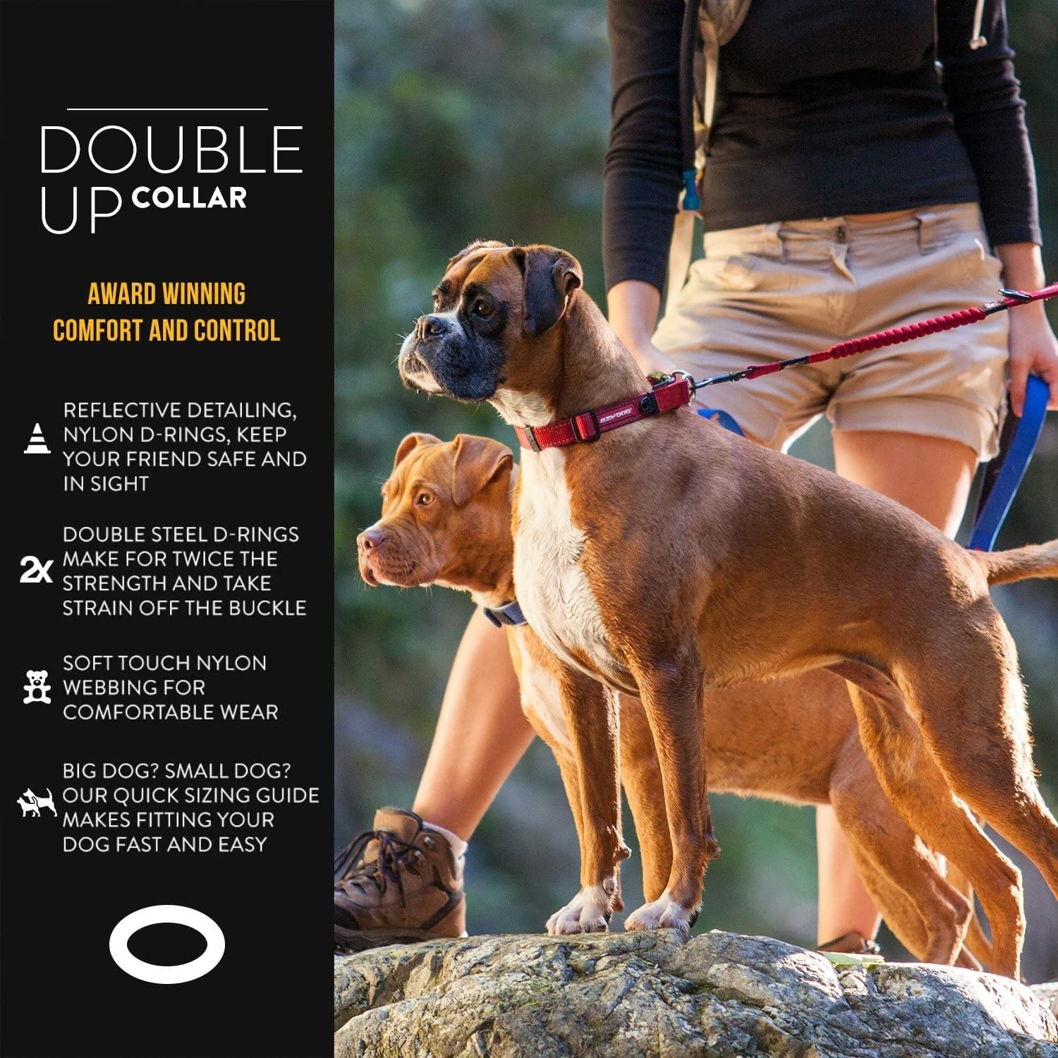 EzyDog Double Up Collare per Cani Small Rosa Riflettente