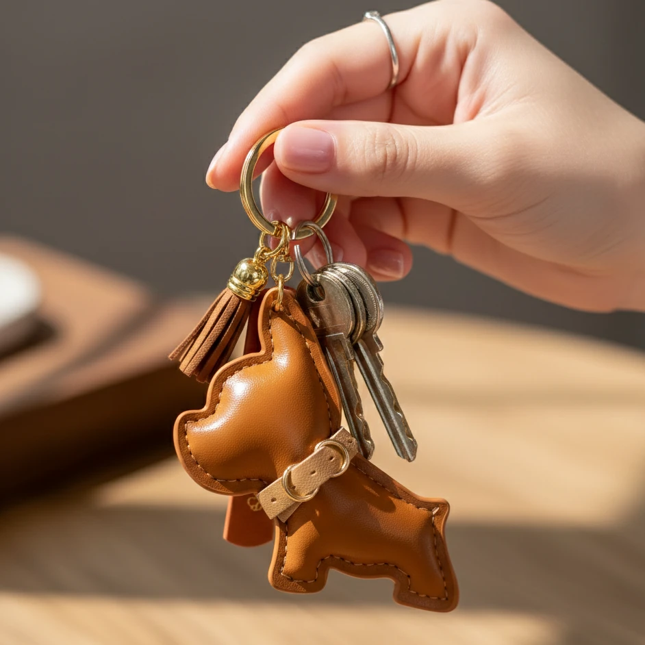 Toscani Gadget portachiavi cagnolino ecopelle mattone