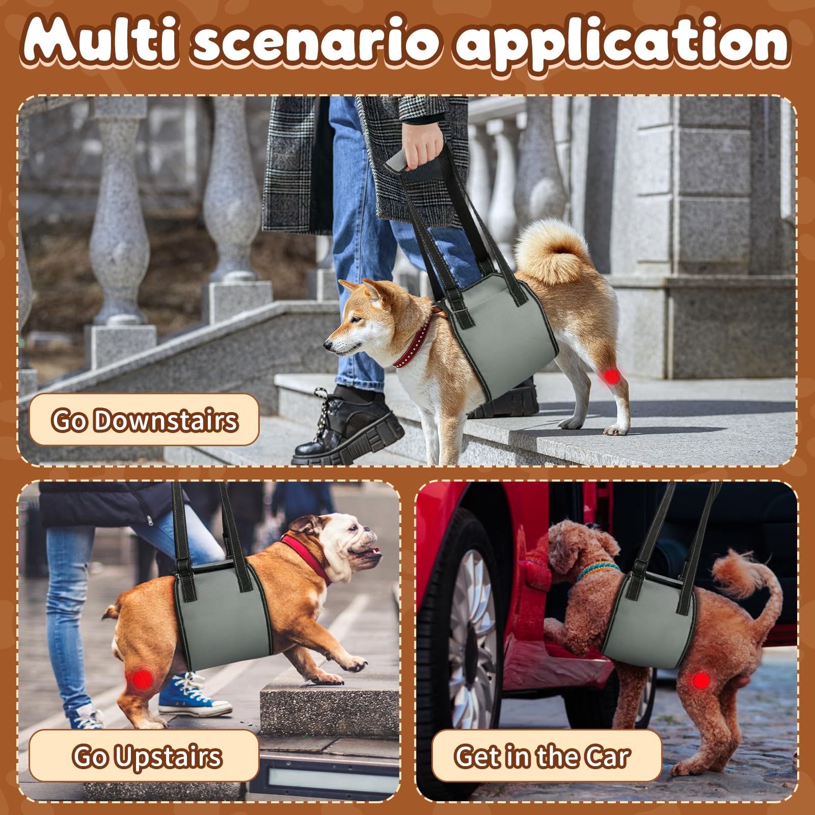 OHCOZZY Pettorine pettorina supporto posteriore cane S grigio