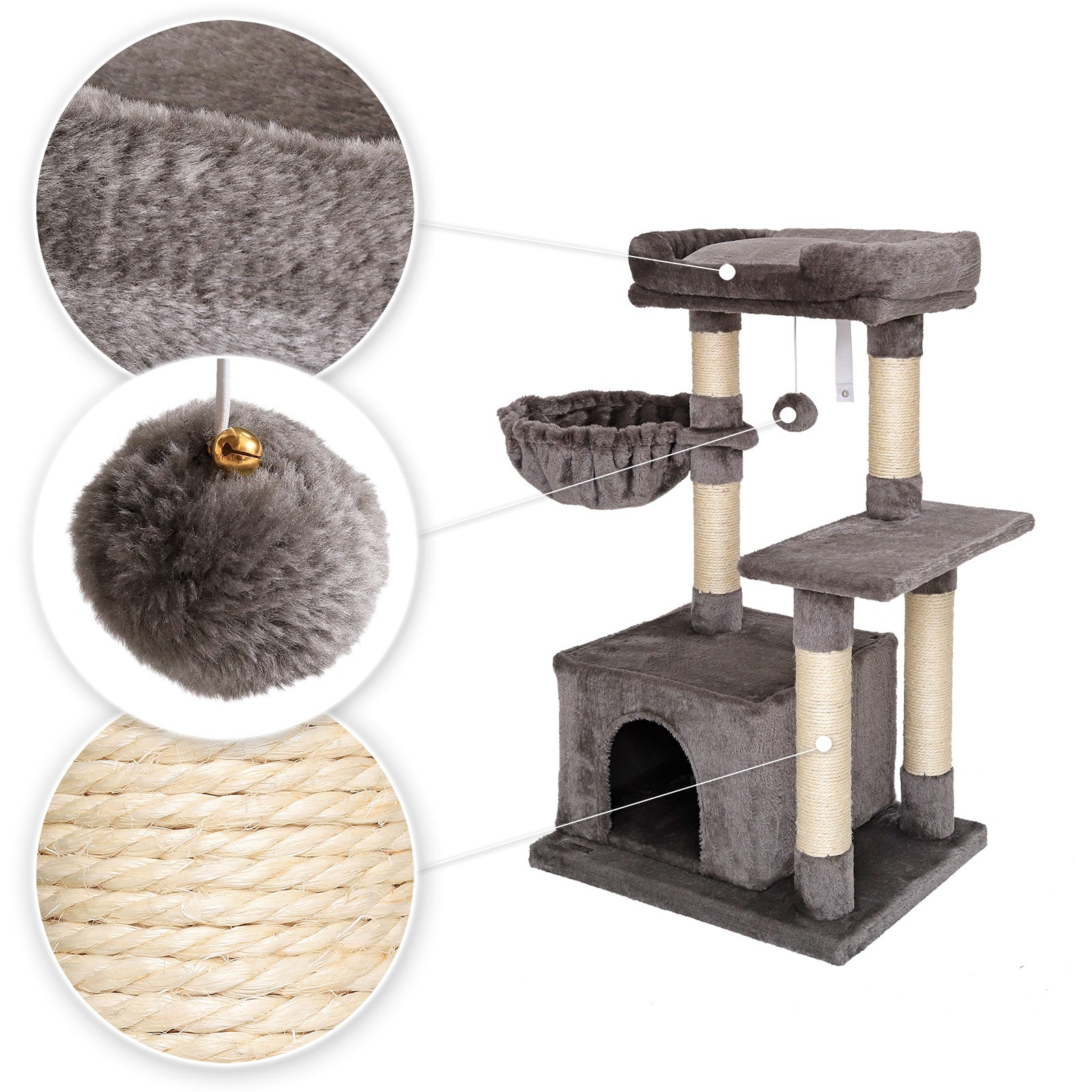 Lionto Tiragraffi 85 cm Albero per Gatti Beige con Sisal
