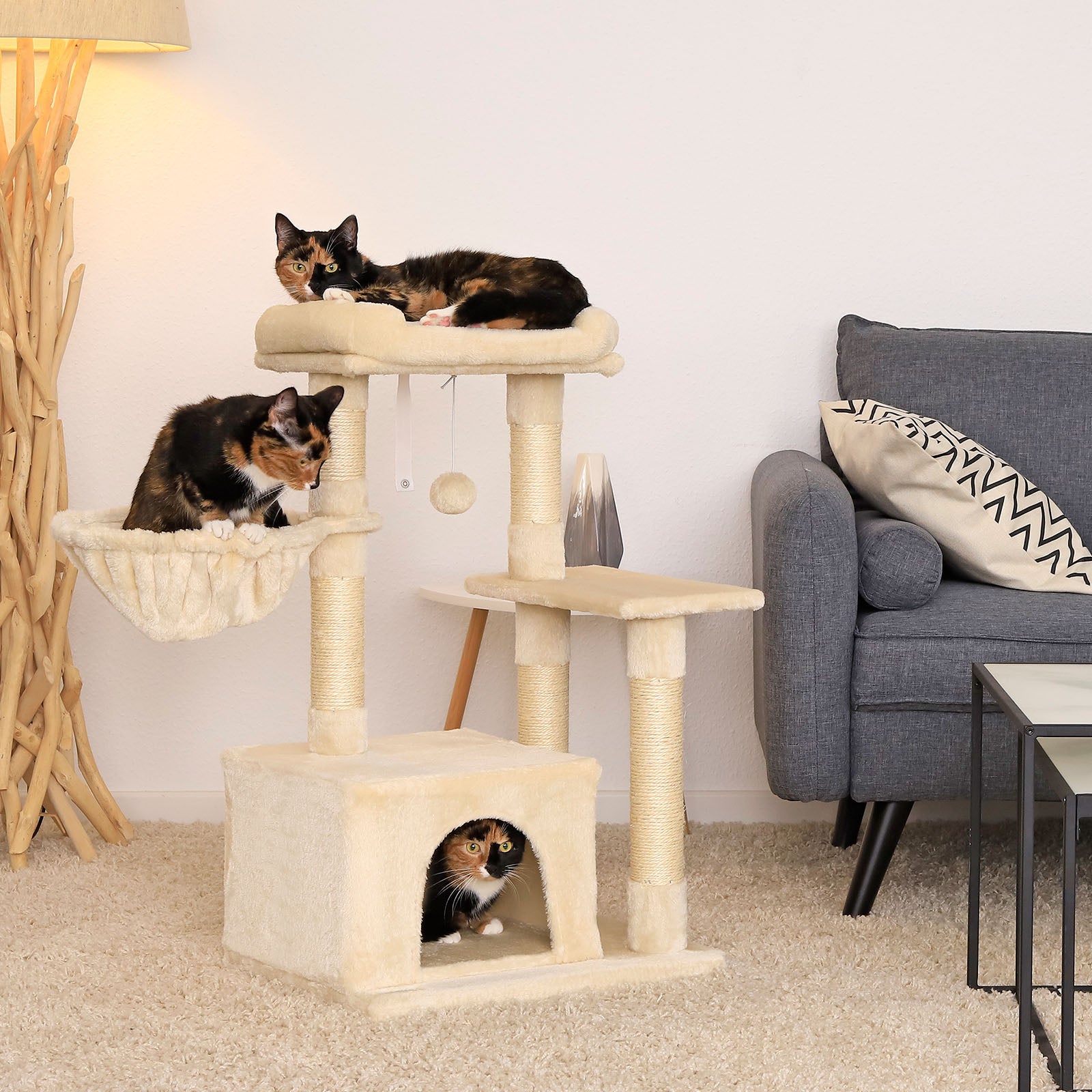 Lionto Tiragraffi 85 cm Albero per Gatti Beige con Sisal