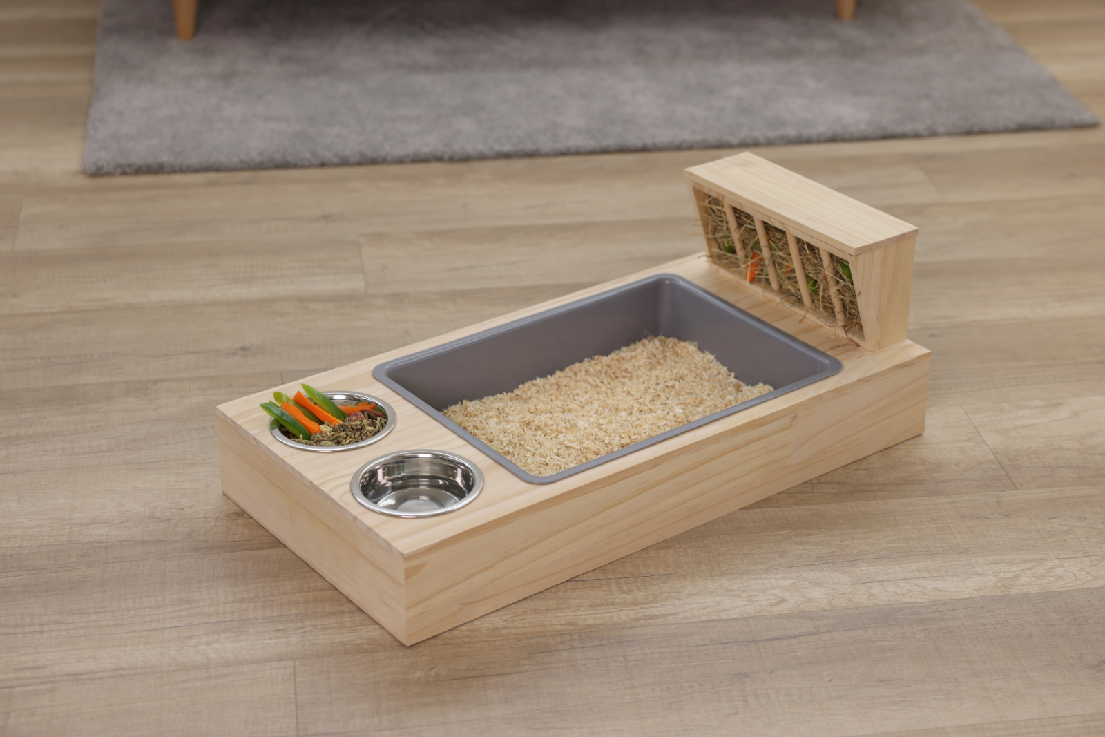 Kerbl Pet Digging Station rastrelliera conigli con ciotole