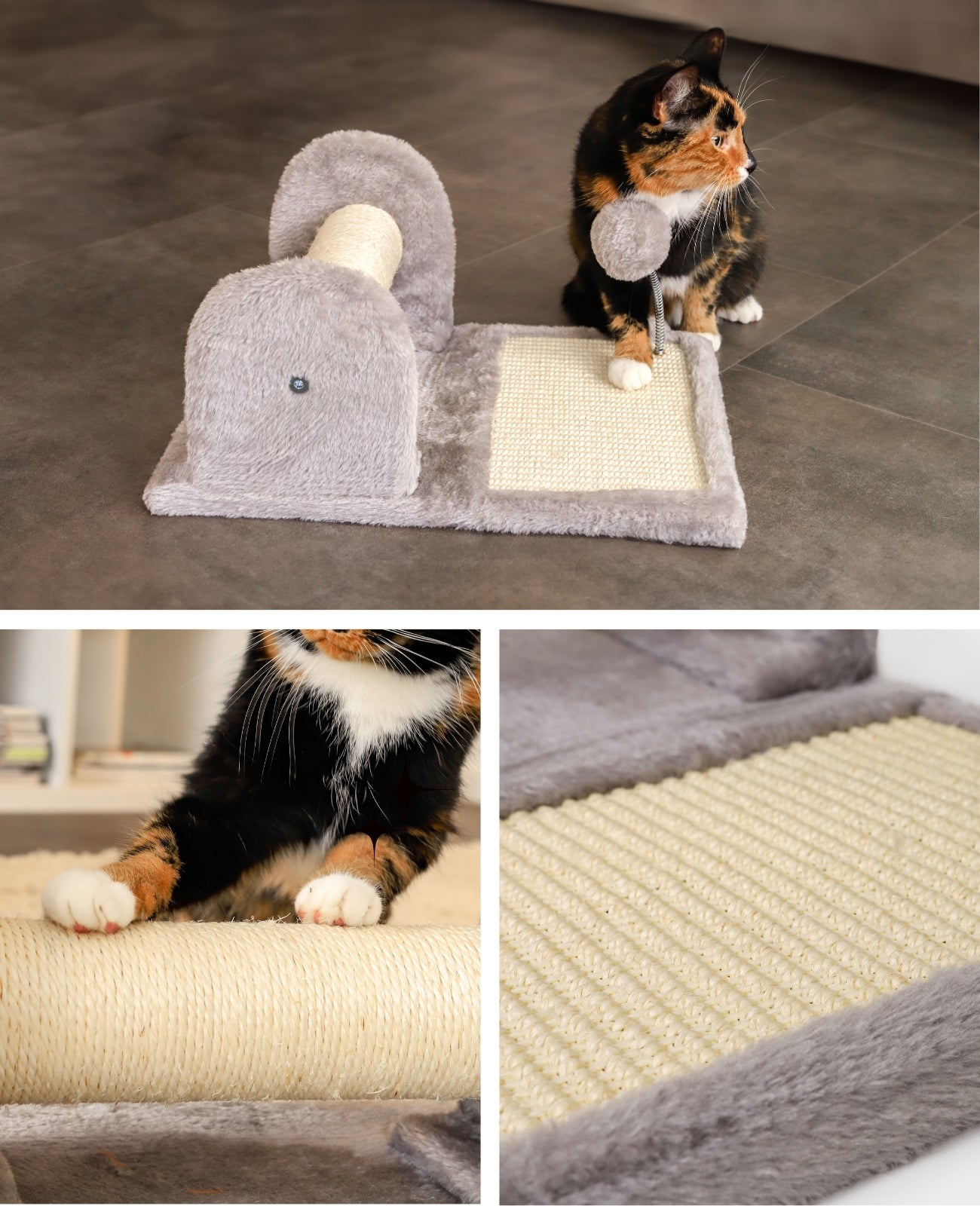 Lionto Katzenkratzbäume tiragraffi sisal 40x30 cm grigio con palla