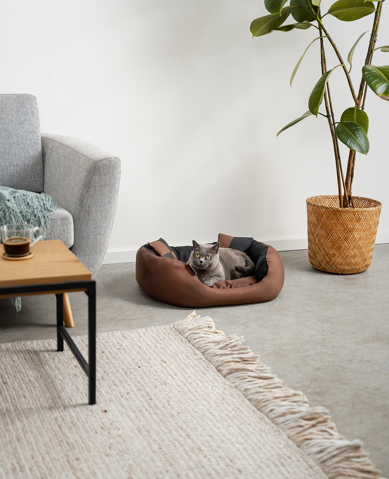 Lionto Katzenbettchen cuccia gatto 65x50x20 cm grigio reversibile