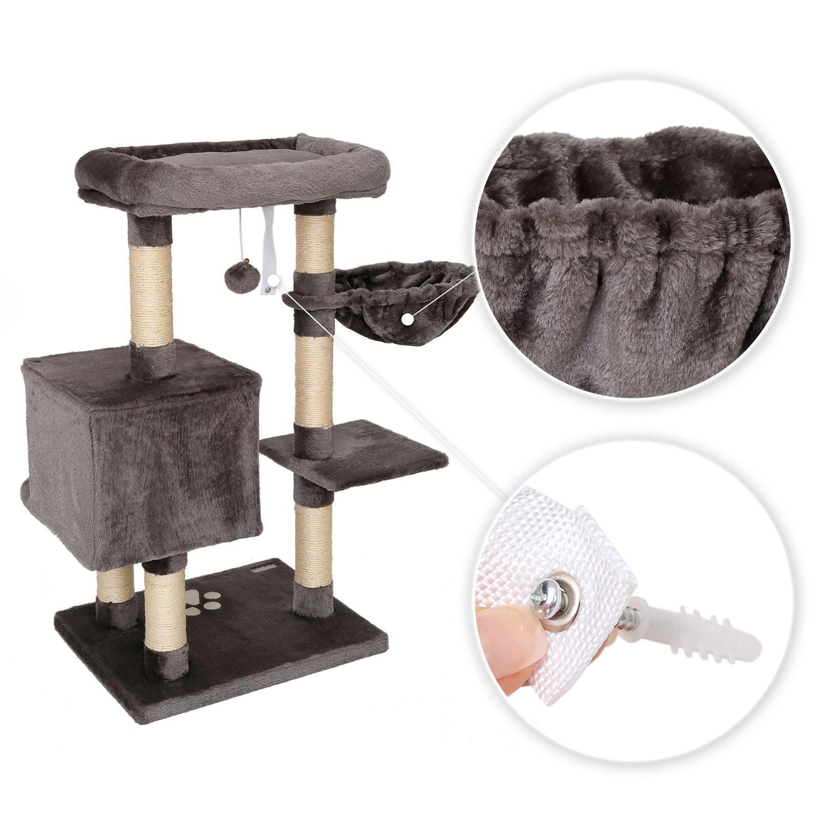 Lionto Katzenkratzbäume tiragraffi gatto grigio 93 cm sisal
