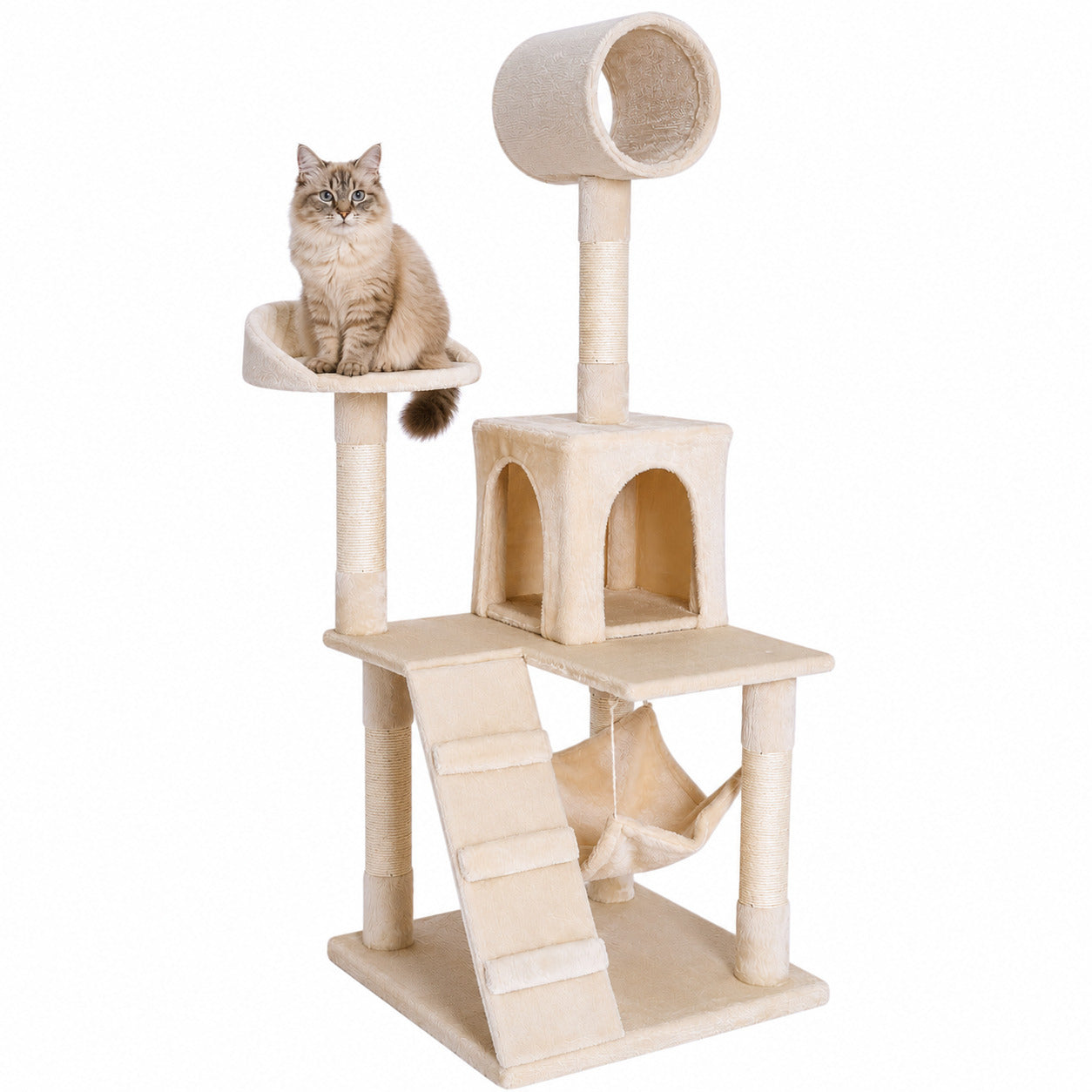 Lionto Katzenkratzbäume tiragraffi gatto beige 133 cm sisal