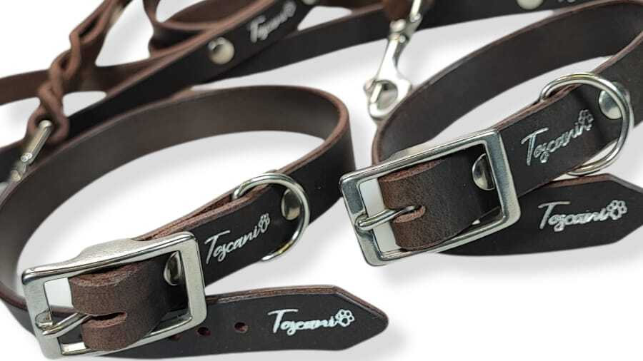Toscani Cuoio completo collare guinzaglio 20mm
