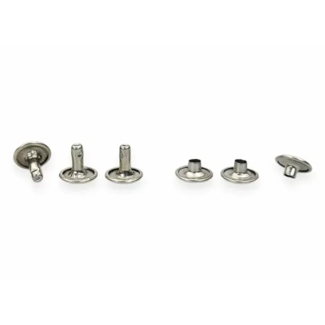 Toscani Rivetti e Borchie Doppia Testa Acciaio Argento 10mm