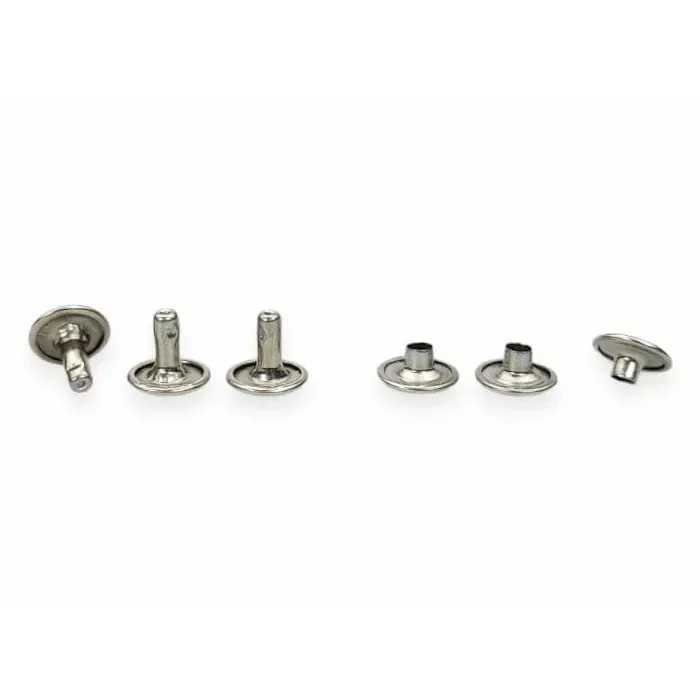 Toscani Rivetti e Borchie Doppia Testa Acciaio Argento 10mm