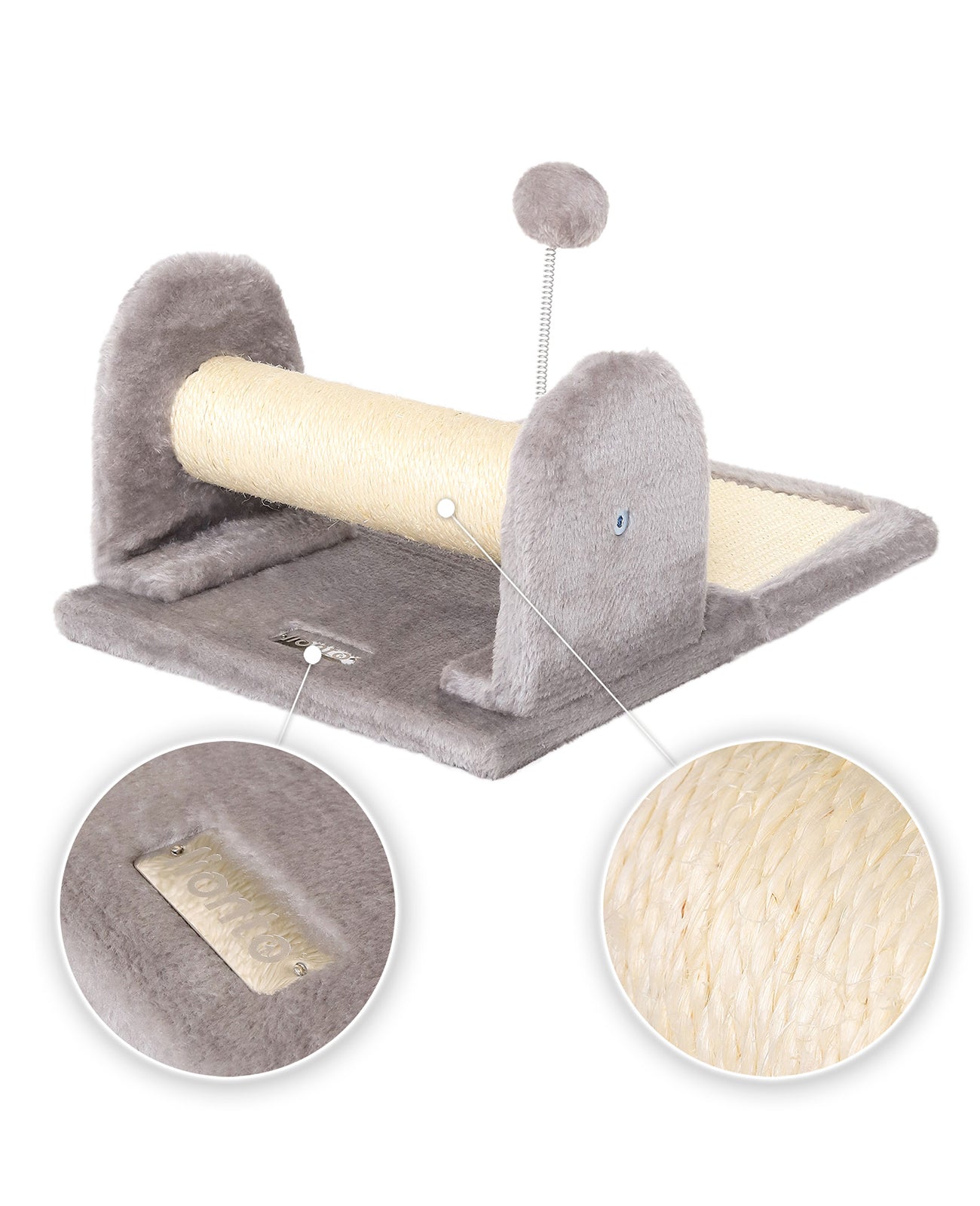 Lionto Katzenkratzbäume tiragraffi sisal 40x30 cm grigio con palla