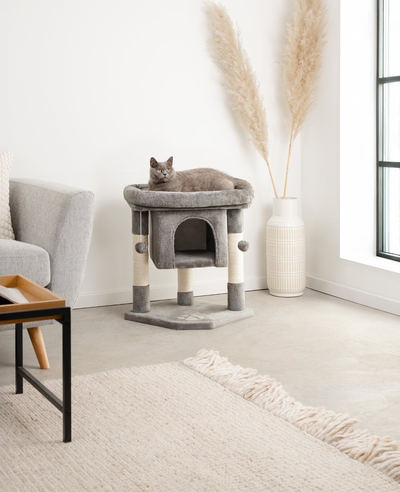 Lionto Katzenkratzbäume tiragraffi 60 cm grigio chiaro