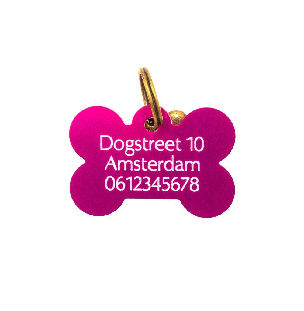 Dog with a Mission Medaglietta Cane Osso Rosa L Personalizzata